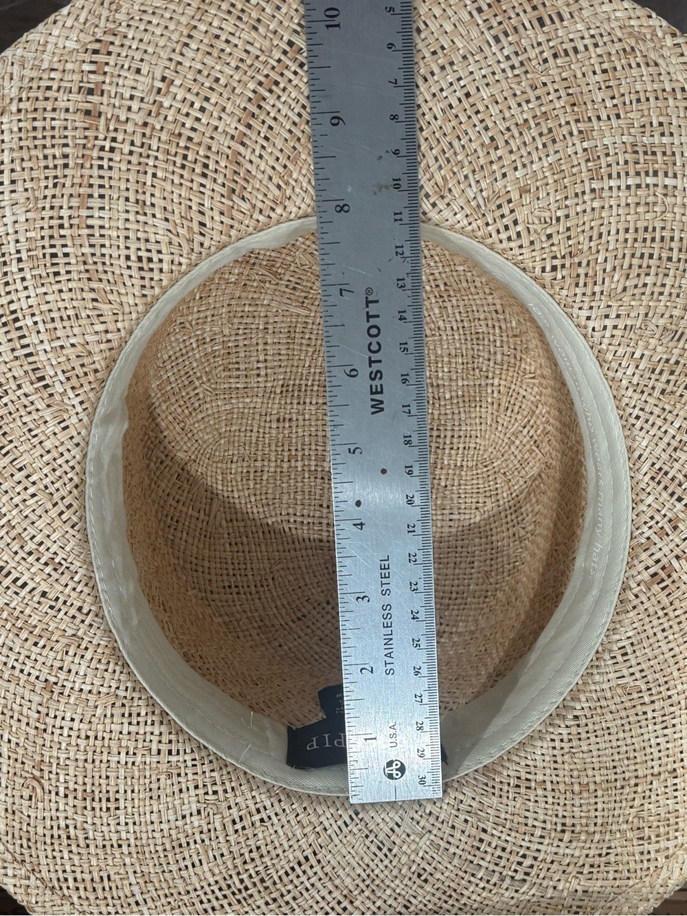 Woven Straw Sun Hat with Blush Leather Band. - Picture 13 of 13